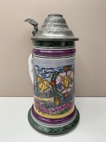 Vintage german lidded beer - german,