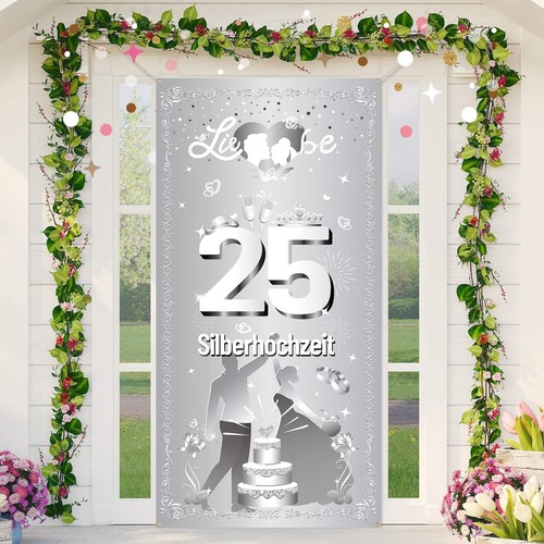 Years silver wedding banner - silver,