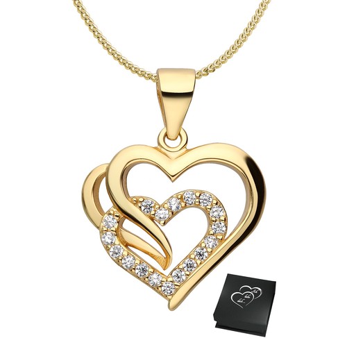 925 silber herzkette goldene - silber,